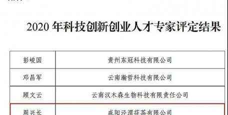 涇渭茯茶總經(jīng)理周興長(zhǎng)被評(píng)為“全國(guó)工商聯(lián)2020科技創(chuàng)新創(chuàng)業(yè)人才”