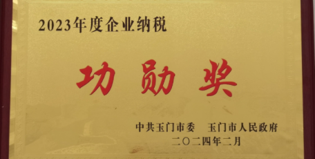 陜焦公司浩海煤化被中共玉門市委、玉門市人民政府授予“2023年度企業(yè)納稅功勛獎(jiǎng)”